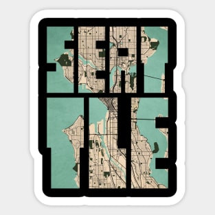 Seattle, USA City Map Typography - Vintage Sticker